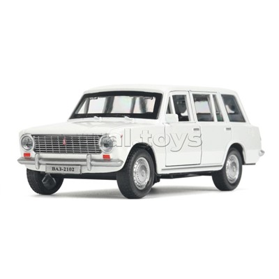 Машина металл Ваз-2102 12 см, (двери, багаж, белый) инер.