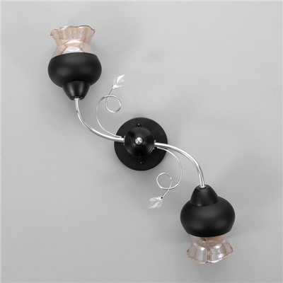 Люстра потолочная BayerLux «Авиталь», 2хЕ27 40 Вт, чёрно-хромовый, 53×20×23 см