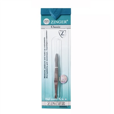 Zinger Пинцет для бровей скошенный / Classic B 162 S, 76-78 мм, серебристый глянцевый 2936