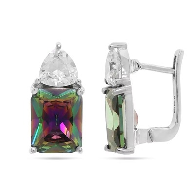 Серьги из серебра мистик кварц, Эмилия