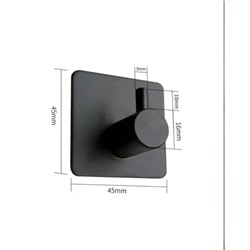 Крючок металлический самоклеящийся, держатель для полотенец черный матовый