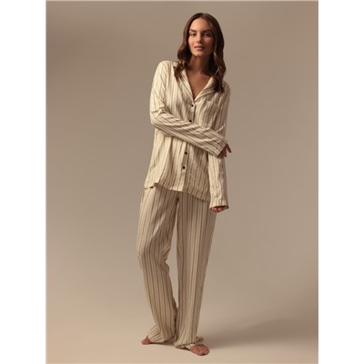Пижама женская (рубашка, брюки) SL HOME Linen, размер 40-42