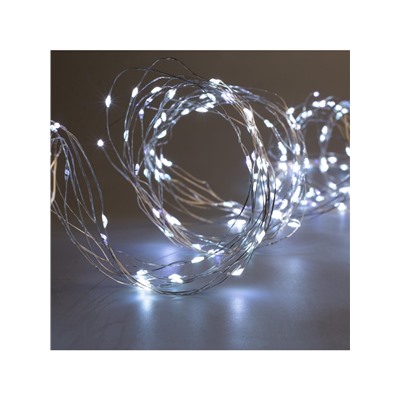 Гирлянда «Занавес» 2.8×3 м роса на крючках, IP20, серебристая нить, 300 LED, свечение белое, мерцание, USB