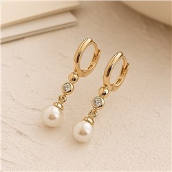 Серьги коллекция "Xuping" покрытие позолота, вставка: фианиты и исск.жемчуг, Х000769106, арт.001.666