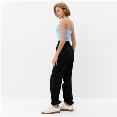 Брюки женские карго прямые MINAKU: Casual Collection, чёрные, размер 42