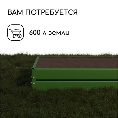 Грядка оцинкованная, 195×100×34 см, зелёная, Greengo