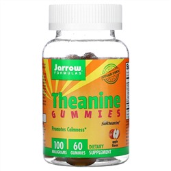 Jarrow Formulas, жевательные конфеты с теанином, без сахара, яблочный вкус, 100 мг, 60 жевательных таблеток