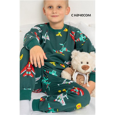 Хлопковая пижама для мальчика из футера с начесом Happyfox