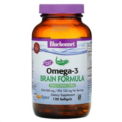 Bluebonnet Nutrition, Natural Omega-3, формула для мозга, 120 мягких желатиновых капсул