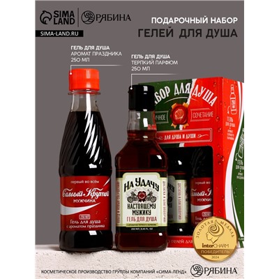Подарочный набор «Для душа и души», гель для душа во флаконе виски и гель для душа кола, 2×250 мл, Чистое счастье