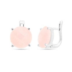 Серьги из серебра розовый кварц, Ю-200М49