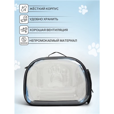 Переноска для животных, 42×32×28 см, прозрачная, голубая
