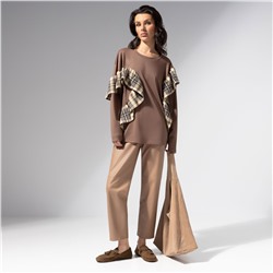 Лонгслив в стиле пэчворк, Гардеробная магия (коричневый)