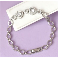 Браслет родий  H01-14451 длина 17 см.