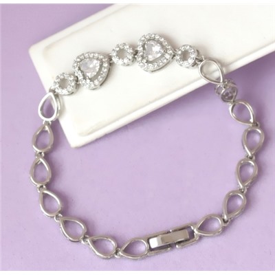 Браслет родий  H01-14451 длина 17 см.