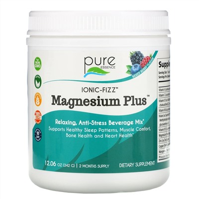 Pure Essence, Ionic-Fizz, Magnesium Plus, смесь ягод, 342 г (12,06 унции)