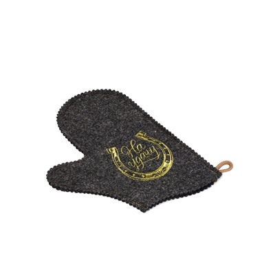 Рукавица для бани и сауны «На удачу», шерсть 50%, полиэфир 50%, тёмная