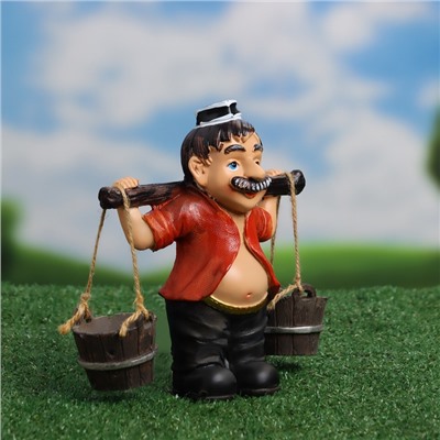 Садовая фигура из полистоуна «Дедушка с ведрами», 20×7×19 см, Greengo