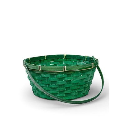 Корзина плетёная для хранения, 26×26×12 см, ручка h=21 см, бамбуковая, зелёная
