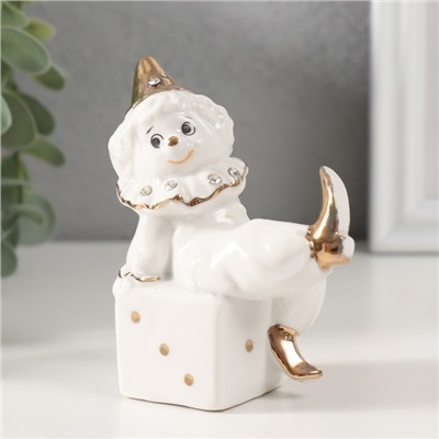 Фигурка керамика «Клоун на игральном кубике», белый с золотом, стразы, 4.4×7×9.5 см