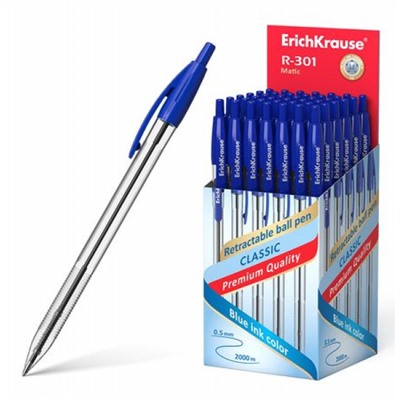 Ручка автоматическая шариковая 1.0мм 38509 R-301 MATIC синяя ErichKrause
