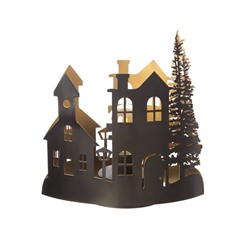 Фигурка светящаяся RISALUX «Вечерний город», LED-ночник, 3×ААА, чёрный, 10.8×19.5×20 см