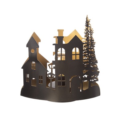 Фигурка светящаяся RISALUX «Вечерний город», LED-ночник, 3×ААА, чёрный, 10.8×19.5×20 см