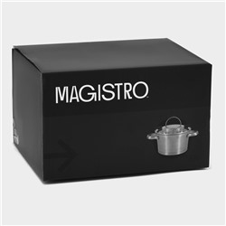 Кастрюля Magistro HiTech Steel, 4 л, d=22 см, h=13 см, слив для воды, капсульное дно, индукция, нержавеющая сталь