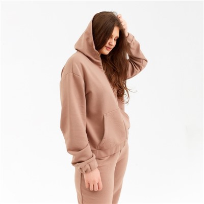 Костюм женский (толстовка, брюки) MINAKU: Casual Collection, бежевый, размер 50