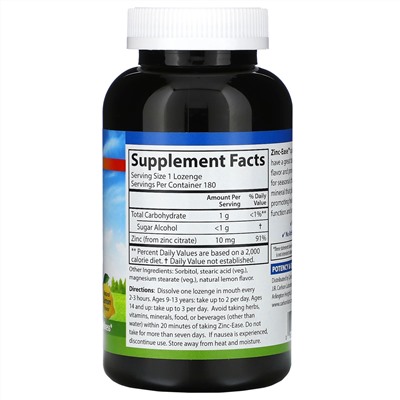 Carlson Labs, Zinc-Ease, Natural Lemon, 180 Lozenges