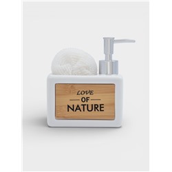 Дозатор для моющего средства с подставкой для губки SAVANNA «Природа», 450 мл, белый