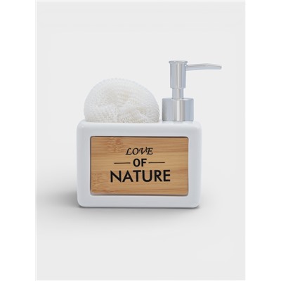 Дозатор для моющего средства с подставкой для губки SAVANNA «Природа», 450 мл, белый