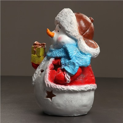 Фигура-подсвечник на 1 свечу «Снеговик с подарками», с блёстками, 45 см