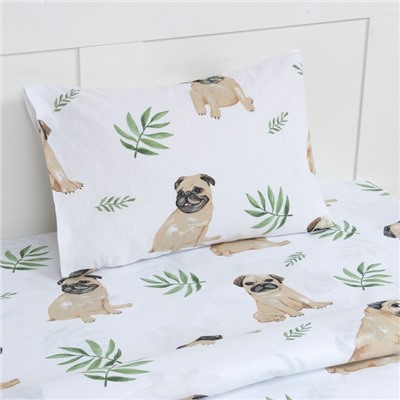 Постельное бельё 1.5-спальное «Этель. Мопсы», бязь
