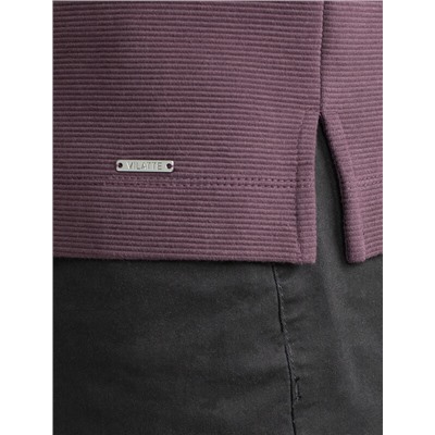 Лонгслив из мягкого фактурного трикотажа с плетеным воротником поло на пуговицах