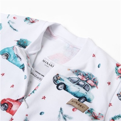 Комбинезон детский MINAKU New Year's cars», рост 80-86 см, белый