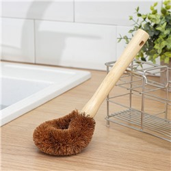 Щётка для чистки посуды Доляна, 8×4.5×23 см, щетина кокос, деревянная ручка