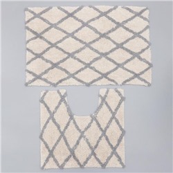 Коврики для ванной и туалета Доляна AntiSlip, 2 шт., 50×80 см, 50×50 см
