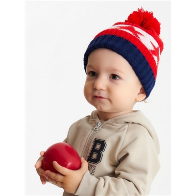 Шапка MINAKU с помпоном, размер 50-52, красная