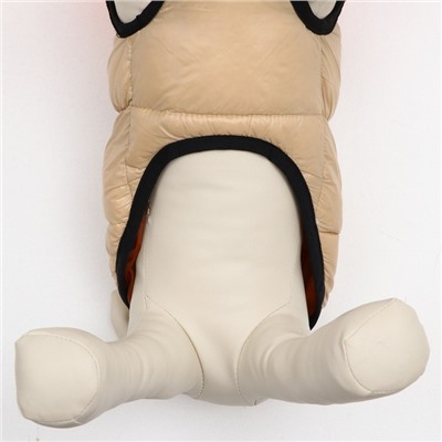 Куртка для собак на молнии, размер 16 (ДС 36 см, ОГ 46 см, ОШ 35 см), бежевая с оранжевым