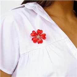 Брошь цветок, цвет красный , арт.411.594