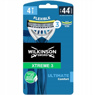 Станок для бритья одноразовый Schick (Wilkinson Sword) Xtreme-3 Ultimate Plus/Comfort (4шт.)