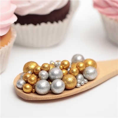 Посыпка кондитерская с мягким центром «Блеск» золото, серебро, 50 г