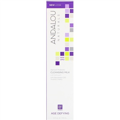 Andalou Naturals, Cleansing Milk, абрикосовый пробиотик, антивозрастной, 178 мл (6 жидких унций)