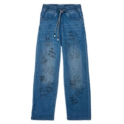 Брюки текстильные джинсовые для девочек