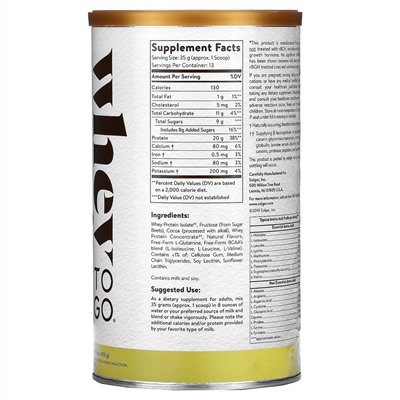 Solgar, Whey To Go, порошок сывороточного протеина, шоколад, 455 г (16 унций)