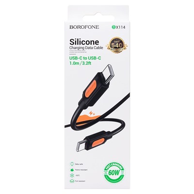 Кабель Type-C - Type-C Borofone BX114 PD(повр. уп) 60W 100см 3A  (black)