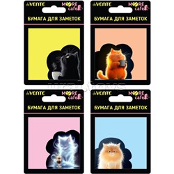 Клейкая бумага для заметок "MooreCafe" 70x70 мм, 20 листов, офсет 80 г/м², печать 4+0, ассорти дизайнов, в картонном блистере и пластиковом пакете с европодвесом