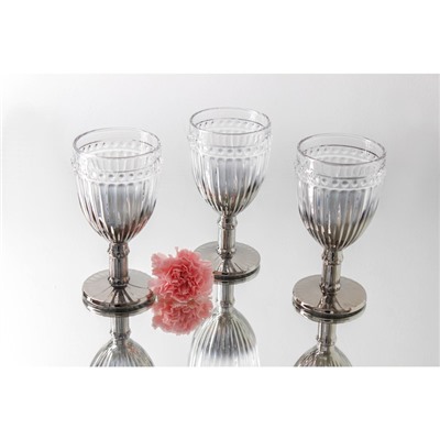 Бокалы для вина Magistro «Босфор», 250 мл, стекло, градиент серебро, набор 6 шт.