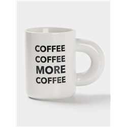 Кружка Доляна Coffee more, фарфор, 400 мл, 12.5×8×10.8 см, фарфор, белая